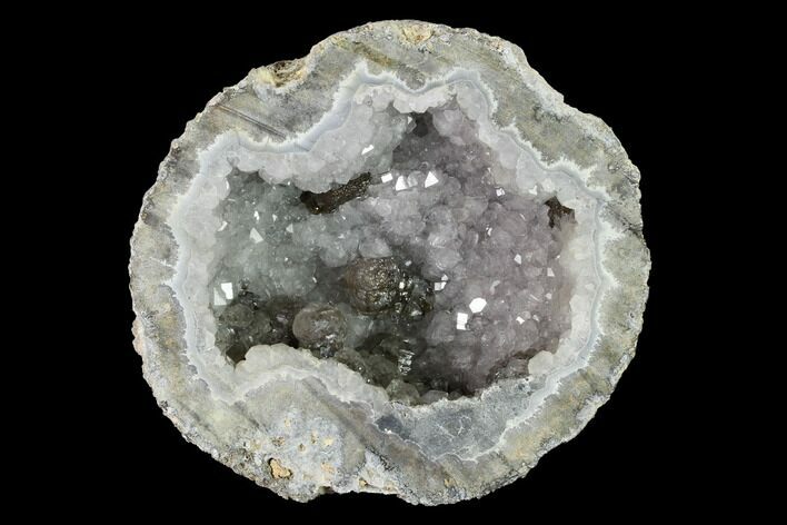 Las Choyas Coconut Geode Half with Quartz & Calcite - Mexico #145866